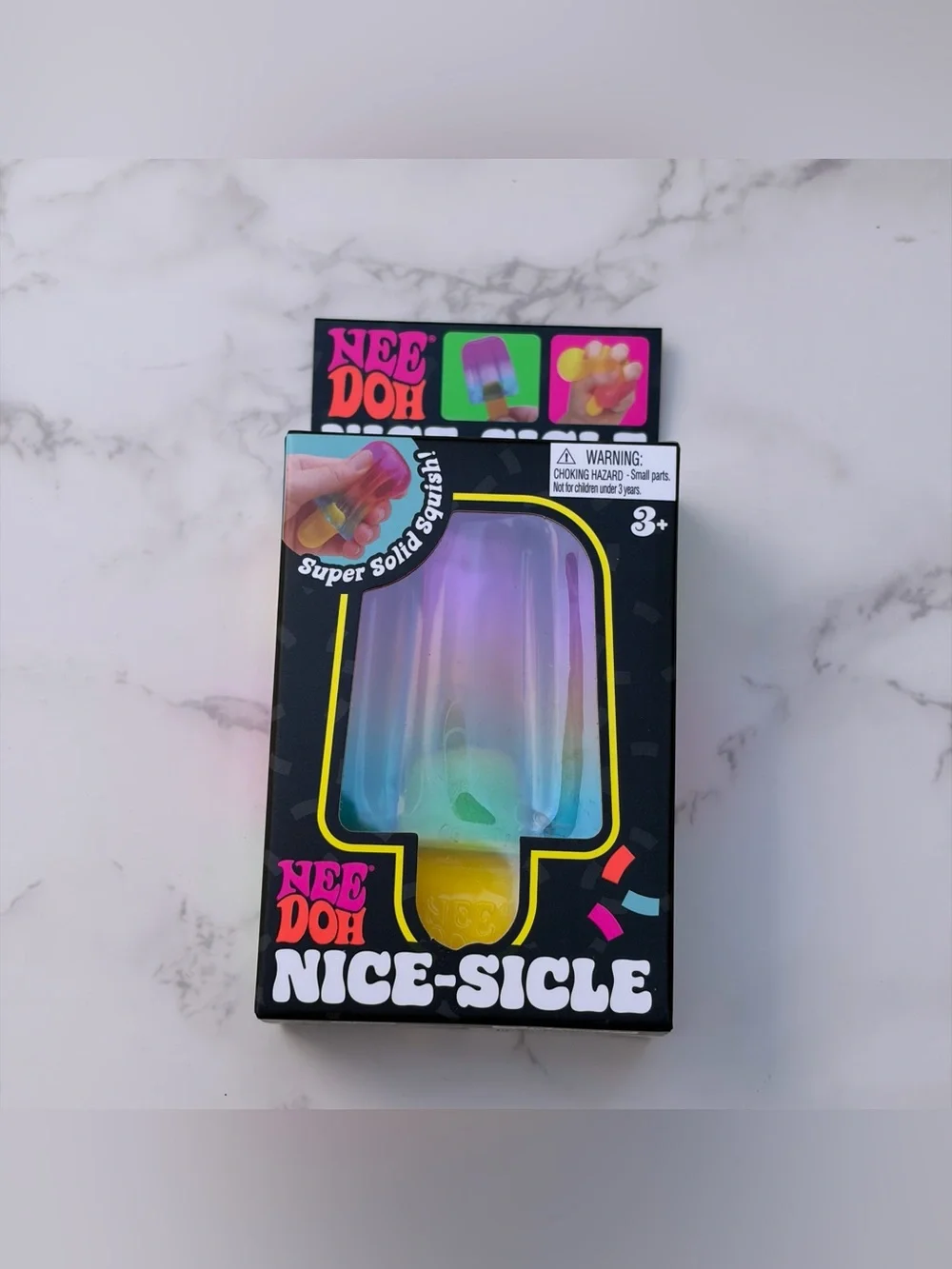 Nee Doh Nice-sicle Super Solid Squish! Fidget Toy Pink/Orange New Authentic